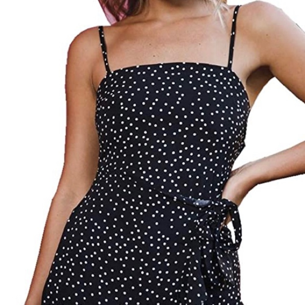 Black polka dot dress